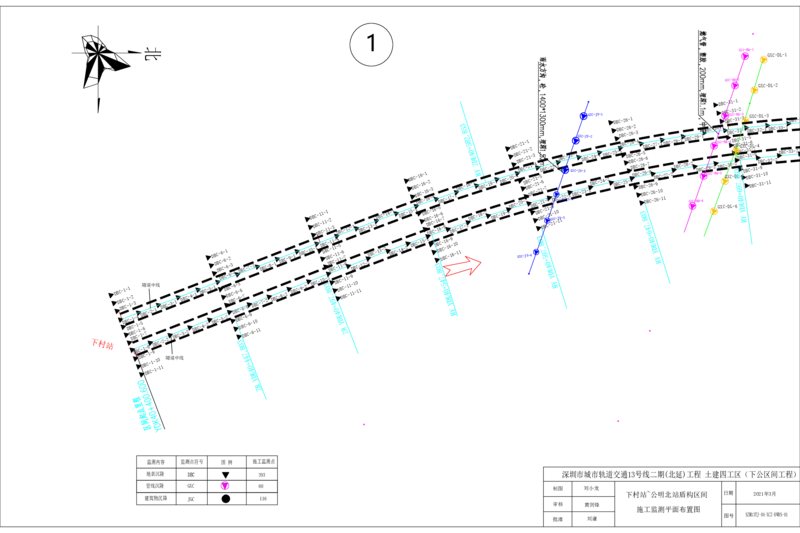 附件六，监测平面图组合_2021-2023年优秀施组方案_施工方案_方案39-下公区间盾构始发、掘进及到达专项施工方案_深圳地铁13号线北延-下公区间盾构始发、掘进及到达专项施工方案-附件