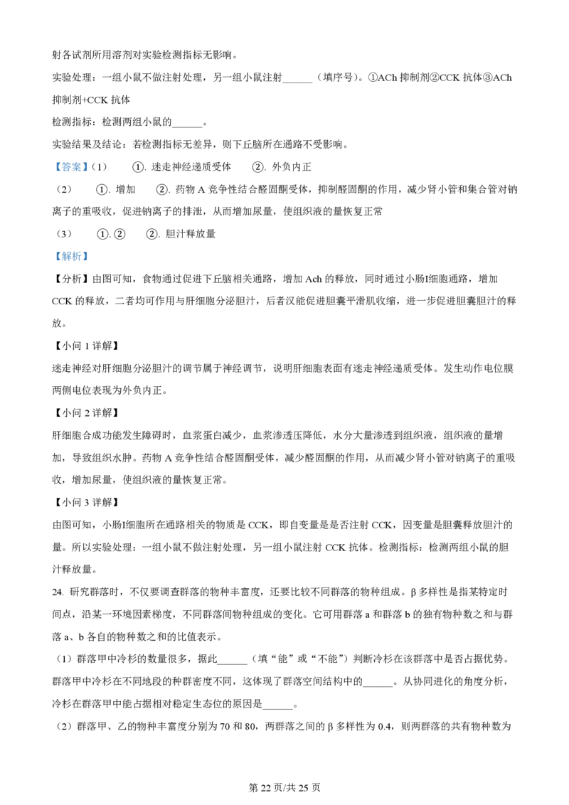 2024年高考生物试卷（山东）（解析卷）_生物历年高考真题_新&middot;PDF版2008-2025&middot;高考生物真题_生物（按年份分类）2008-2025_2024&middot;高考生物真题