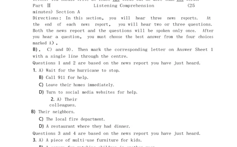 英语四级考试预测押题卷（一）_大学英语四级+六级_四级真题_四级密押试卷_2024年四级预测押题卷