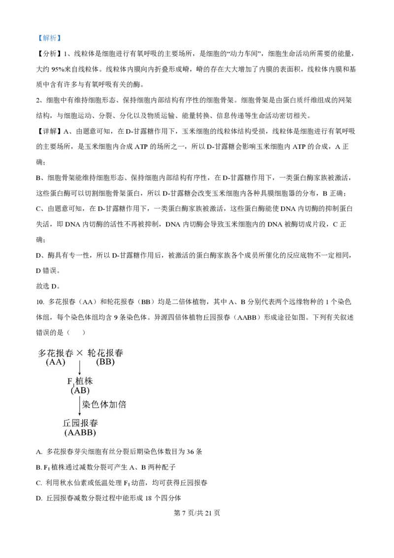 2024年高考生物真题（海南）（解析卷）_生物历年高考真题_新&middot;PDF版2008-2025&middot;高考生物真题_生物（按年份分类）2008-2025_2024&middot;高考生物真题