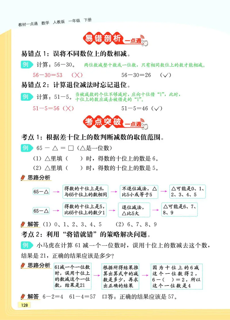 《教材一点通》数学1年级下册（RJ）_一年级上下册资料_小学一年级学习资料-25年更新版_1-04、小学一年级数学下册_1-4-2、练习题、作业、试题、试卷_人教版_电子册