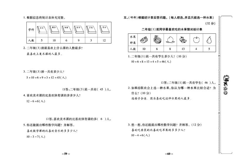 《培优名卷》数学2年级上册（JJ）教师用书_二年级上下册资料_小学二年级学习资料-25年更新版_2-03、小学二年级数学上册_2-3-2、练习题、作业、试题、试卷_冀教版_电子册类