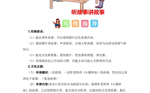 第一单元写话：听故事讲故事（范文点评）-（统编版）_一年级语文下册（统编版）_单元写作能力提升_2024版