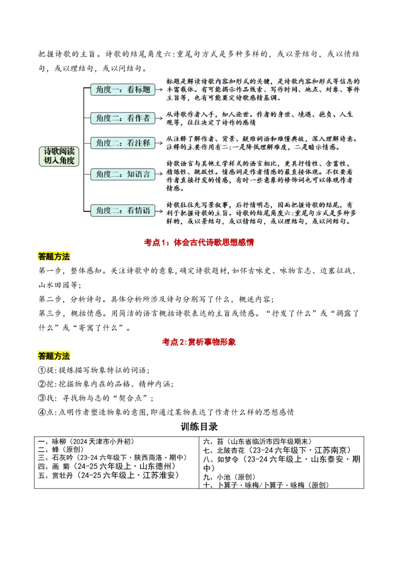 专题7咏物抒怀诗小学语文古诗词专项训练（教师版）-18页_一年级语文下册（统编版）_古诗词_2024年秋季念念不忘版