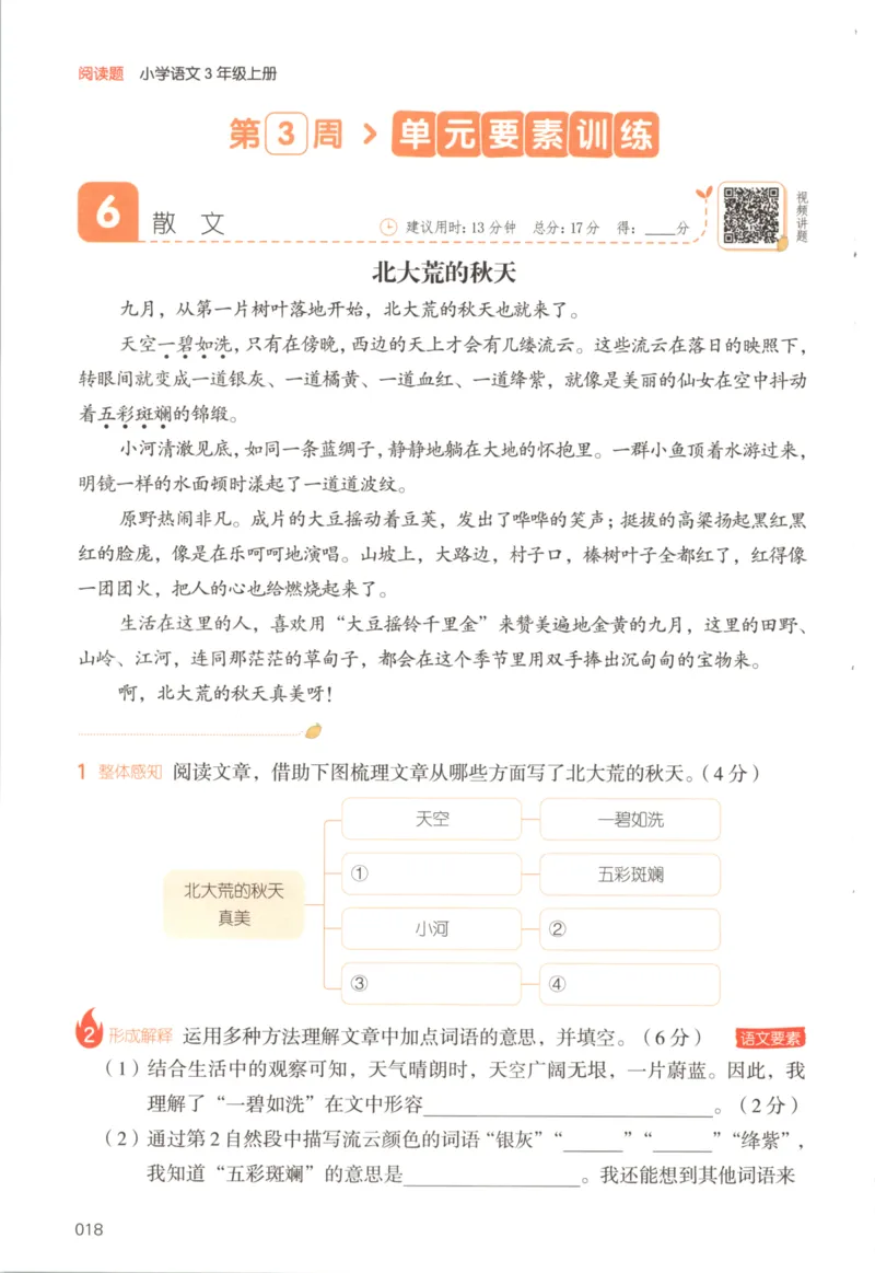 25秋《一本阅读题》3上语文_25秋《一本阅读题》语文