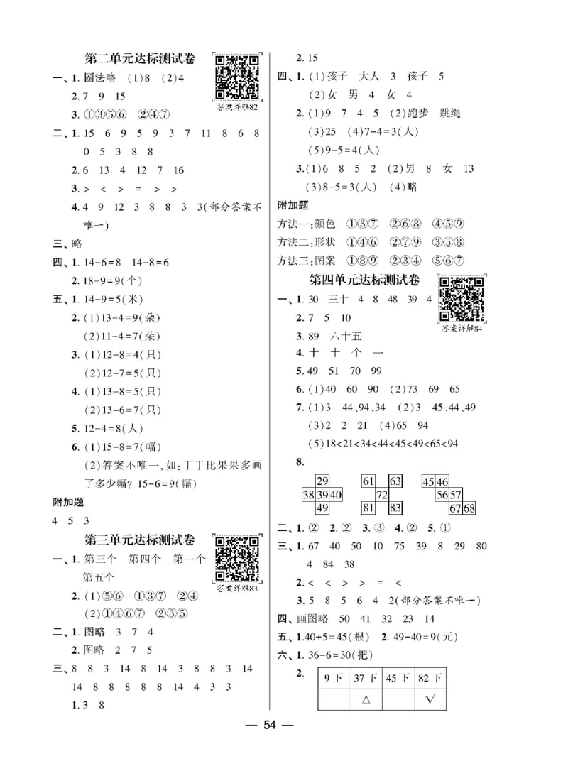 《学霸棒棒堂》数学1年级下册（RJ）_一年级上下册资料_小学一年级学习资料-25年更新版_1-04、小学一年级数学下册_1-4-2、练习题、作业、试题、试卷_人教版_电子册