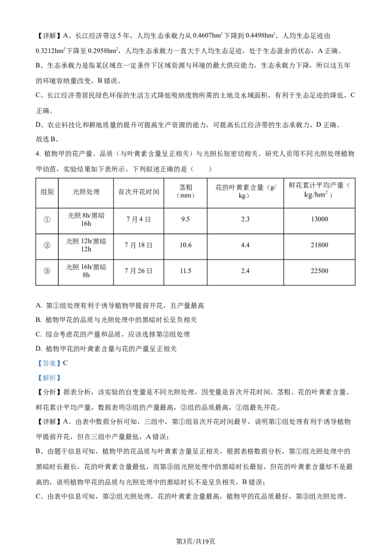 2024年高考生物试卷（湖北）（解析卷）_生物历年高考真题_新&middot;Word版2008-2025&middot;高考生物真题_生物（按年份分类）2008-2025_2024&middot;高考生物真题