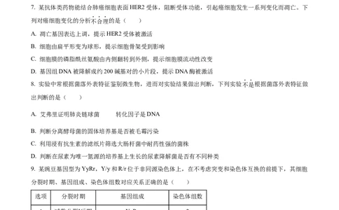 2024年高考生物试卷（天津）（空白卷）_生物历年高考真题_新&middot;Word版2008-2025&middot;高考生物真题_生物（按年份分类）2008-2025_2024&middot;高考生物真题