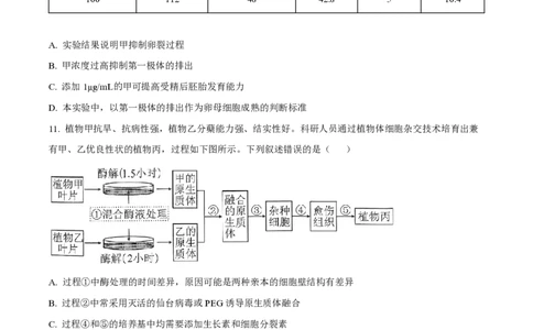 2024年高考生物试卷（湖北）（空白卷）_生物历年高考真题_新&middot;PDF版2008-2025&middot;高考生物真题_生物（按年份分类）2008-2025_2024&middot;高考生物真题