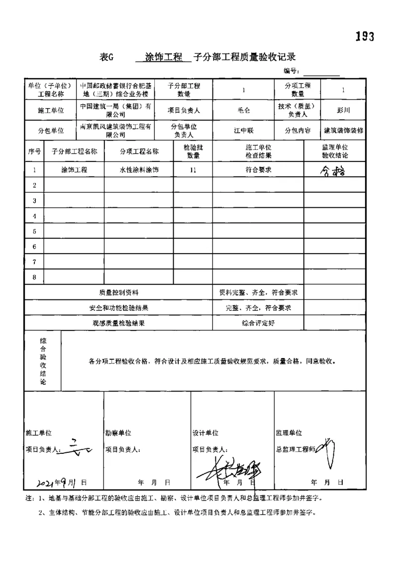 综合业务楼-分部子分部验收记录_2021-2023年优秀施组方案_施工组织设计_施组18-中国邮政储蓄银行合肥基地（三期）施工组织设计_3-单位工程、分部工程验收记录