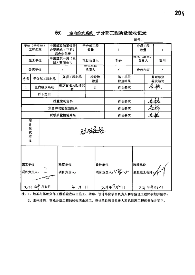 综合业务楼-分部子分部验收记录_2021-2023年优秀施组方案_施工组织设计_施组18-中国邮政储蓄银行合肥基地（三期）施工组织设计_3-单位工程、分部工程验收记录