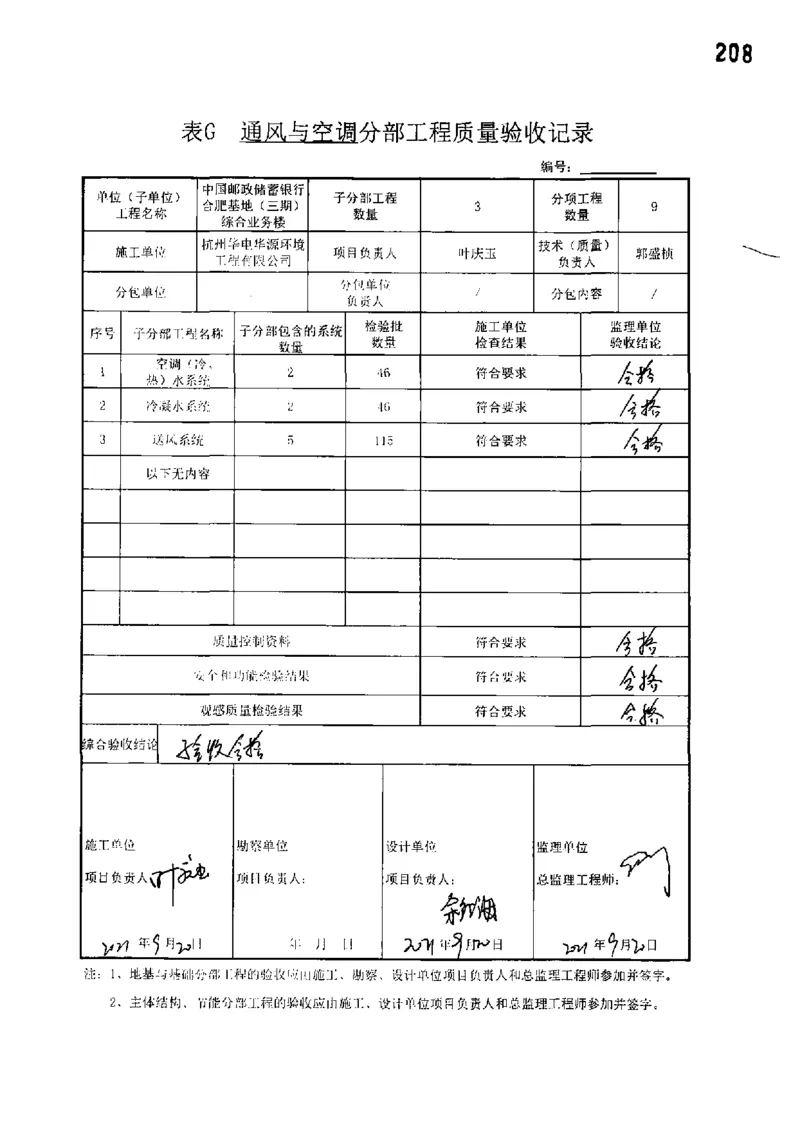 综合业务楼-分部子分部验收记录_2021-2023年优秀施组方案_施工组织设计_施组18-中国邮政储蓄银行合肥基地（三期）施工组织设计_3-单位工程、分部工程验收记录