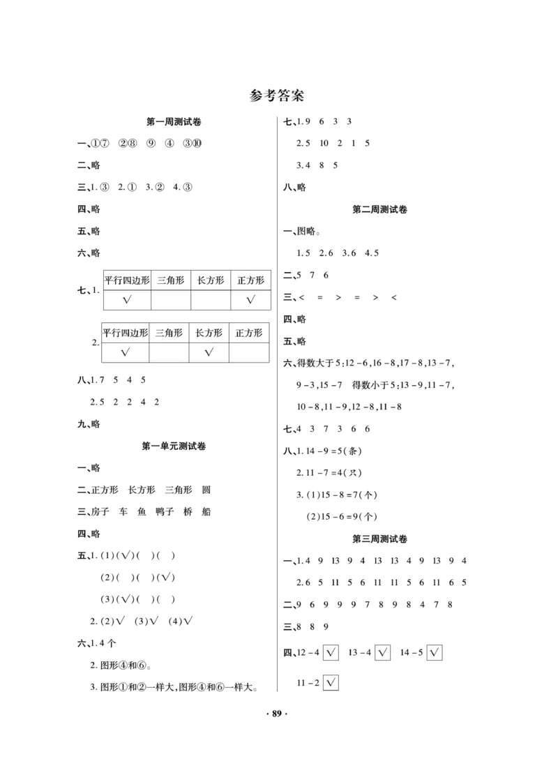 《新思维测试卷》数学1年级下册（RJ）_一年级上下册资料_小学一年级学习资料-25年更新版_1-04、小学一年级数学下册_1-4-2、练习题、作业、试题、试卷_人教版_电子册