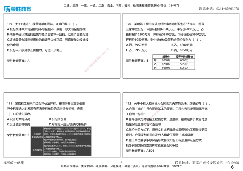 视频07&mdash;08集2025一建项目管理破题第150&mdash;190题（可打印版）_2026年一级建造师_2026年一建管理_2025年一建管理SVIP_03-习题精析✿实战特训✿模考通关_14-管理《破题提升班》大微RS