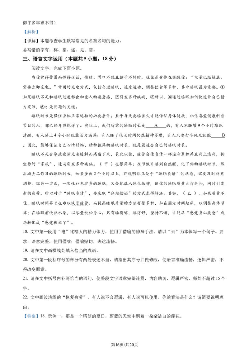 2024年高考语文试卷（新课标Ⅰ卷）（解析卷）_语文历年高考真题_新&middot;Word版2008-2025&middot;高考语文真题_语文（按年份分类）2008-2025_2024&middot;语文高考真题