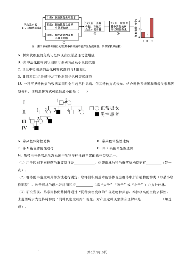 2024年高考生物试卷（重庆）（空白卷）_生物历年高考真题_新&middot;Word版2008-2025&middot;高考生物真题_生物（按年份分类）2008-2025_2024&middot;高考生物真题