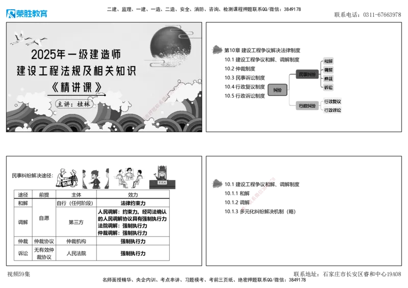 视频59集10.1建设工程争议和解、调解制度（可打印版）_2026年一建法规_2025年一建法规SVIP_02-基础精讲✿高端面授✿深度强化_12-法规《教材精讲班》桂林RS_讲义