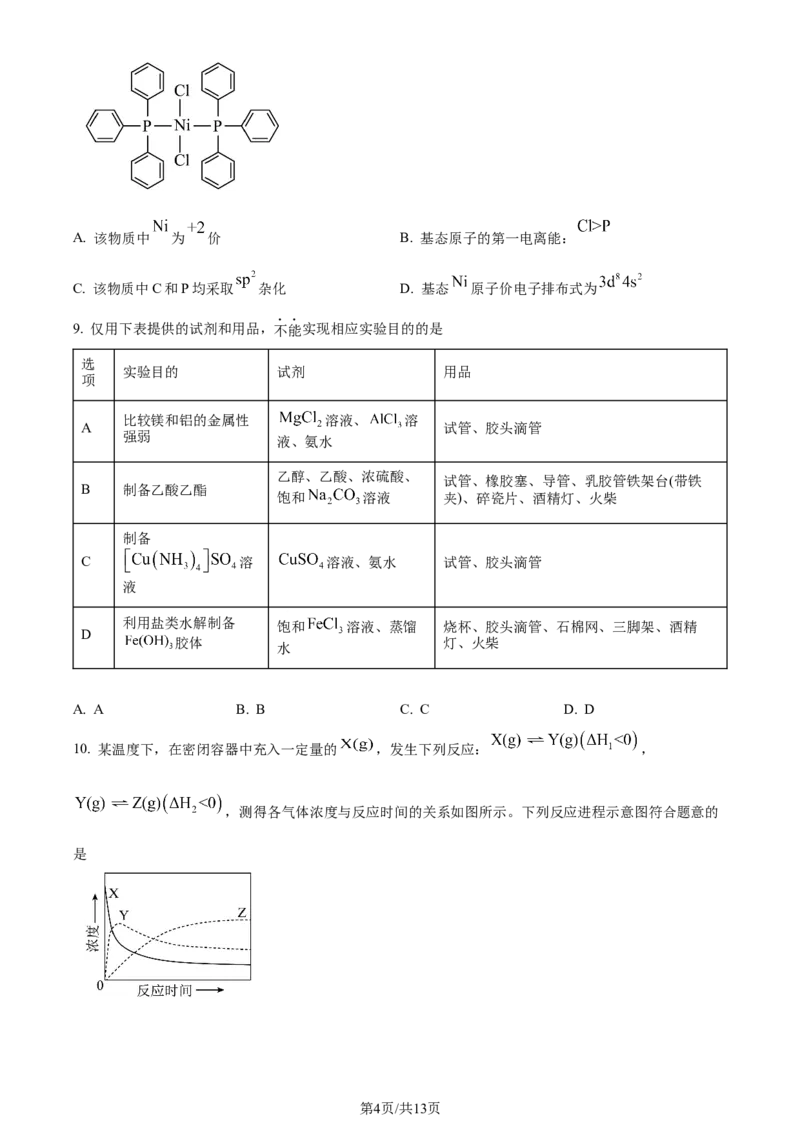 2024年高考化学试卷（安徽）（空白卷）_历年高考真题合集_化学历年高考真题_新&middot;Word版2008-2025&middot;高考化学真题_化学（按年份分类）2008-2025_2024&middot;高考化学真题