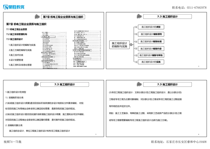 视频74&mdash;75集7.3施工组织设计（可打印版）_2026年一级建造师_2026年一建机电_2025年一建机电SVIP_02-基础精讲✿高端面授✿深度强化_12-机电《教材精讲班》王峰RS推荐_讲义
