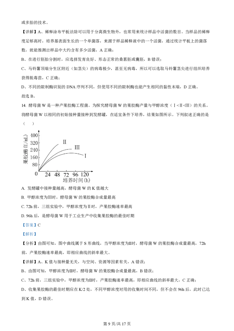 2024年高考生物试卷（贵州）（解析卷）_生物历年高考真题_新&middot;PDF版2008-2025&middot;高考生物真题_生物（按年份分类）2008-2025_2024&middot;高考生物真题