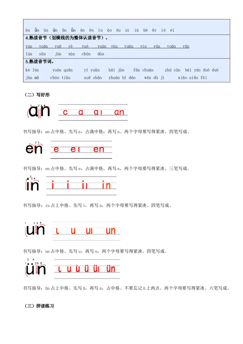 第四单元（知识清单）-（统编版&middot;2024秋）_一年级语文上册（统编版）_期末总复习