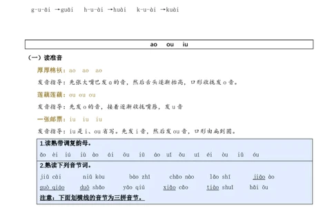 第四单元（知识清单）-（统编版&middot;2024秋）_一年级语文上册（统编版）_期末总复习