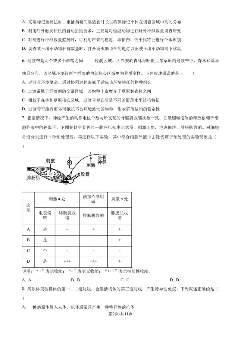 2025年高考生物试卷（安徽卷）（空白卷）_生物历年高考真题_新&middot;Word版2008-2025&middot;高考生物真题_生物（按年份分类）2008-2025_2025&middot;高考生物真题