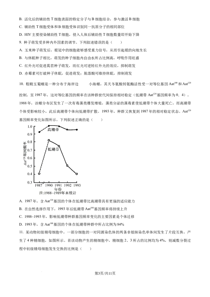 2025年高考生物试卷（安徽卷）（空白卷）_生物历年高考真题_新&middot;Word版2008-2025&middot;高考生物真题_生物（按年份分类）2008-2025_2025&middot;高考生物真题