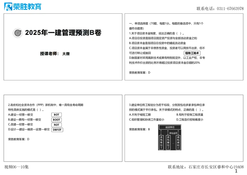 视频06&mdash;10集2025一建管理预测B卷讲义（可打印版）_2026年一级建造师_2026年一建管理_2025年一建管理SVIP_05-考前密训✿央企特训✿机构普押_18-管理《预测AB卷》大微RS_讲义