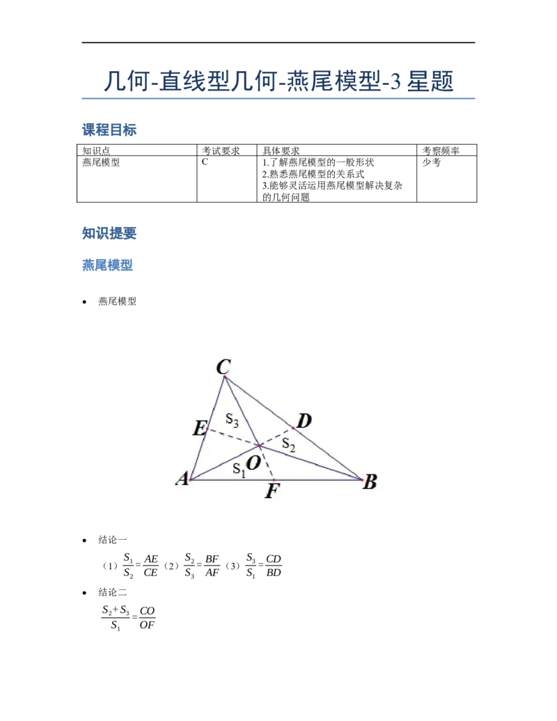 《几何》-直线型-燕尾模型-3星题（含解析）全国通用版_小学数学母题大全一二三四五六年级上下册一题多解题母题解_《直线型几何》（含详解）