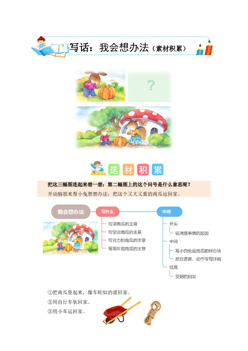 第八单元写话：我会想办法（素材积累）-（统编版.2024秋）_一年级语文上册（统编版）_单元写作能力提升_2024新课标