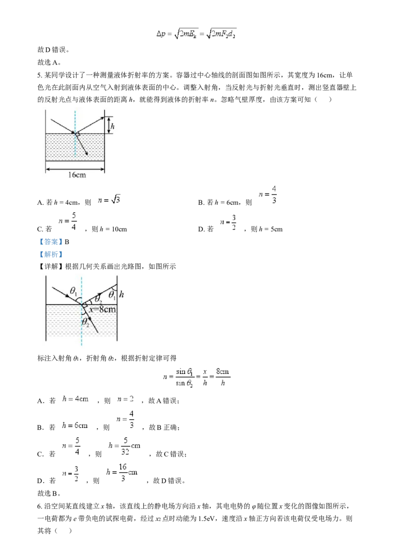2024年高考物理试卷（重庆）（解析卷）_物理历年高考真题_新&middot;Word版2008-2025&middot;高考物理真题_物理（按年份分类）2008-2025_2024&middot;高考物理真题