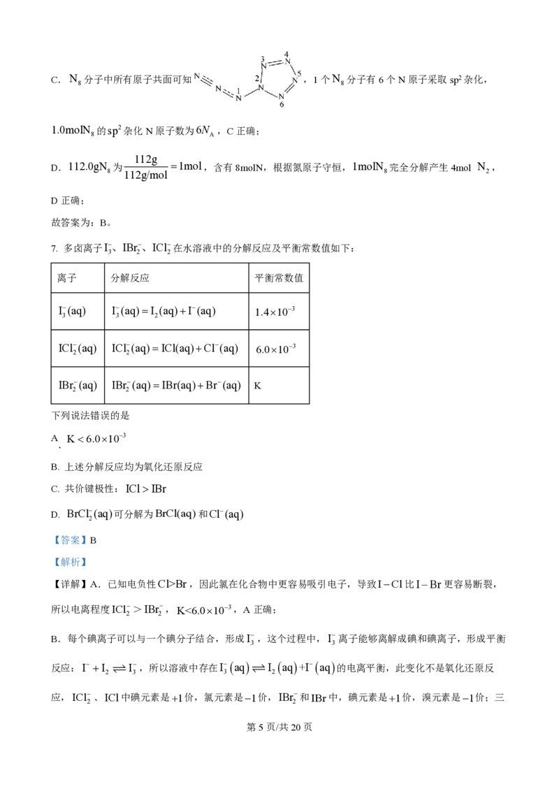 2024年高考化学试卷（福建）（解析卷）_历年高考真题合集_化学历年高考真题_新&middot;PDF版2008-2025&middot;高考化学真题_化学（按年份分类）2008-2025_2024&middot;高考化学真题
