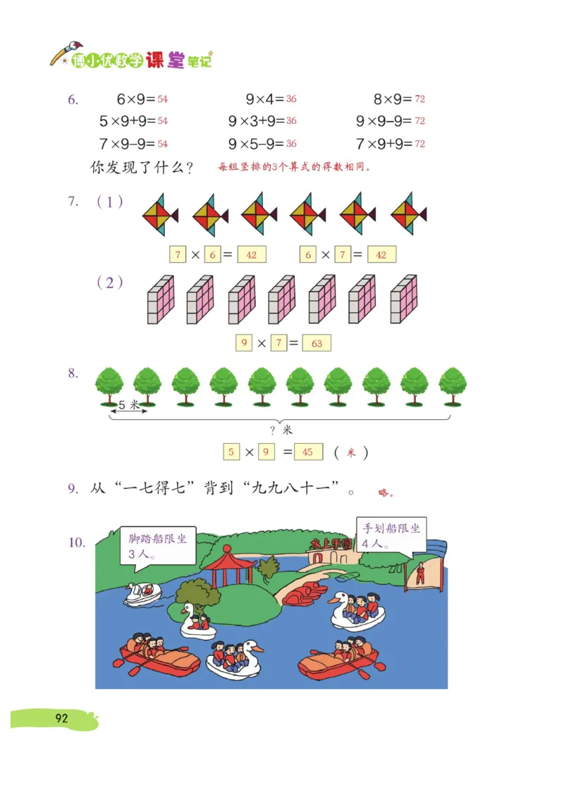 《博小优课堂笔记》数学2年级上册（RJ）_二年级上下册资料_小学二年级学习资料-25年更新版_2-03、小学二年级数学上册_2-3-2、练习题、作业、试题、试卷_人教版_电子册类