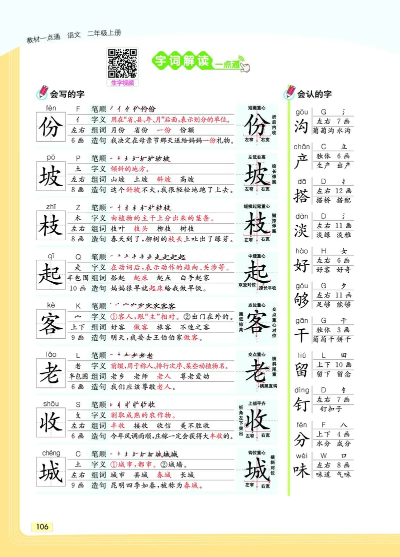 《教材一点通》语文2年级上册（RJ）_二年级上下册资料_小学二年级学习资料-25年更新版_2-01、小学二年级语文上册_2-1-2、练习题、作业、试题、试卷_电子册类