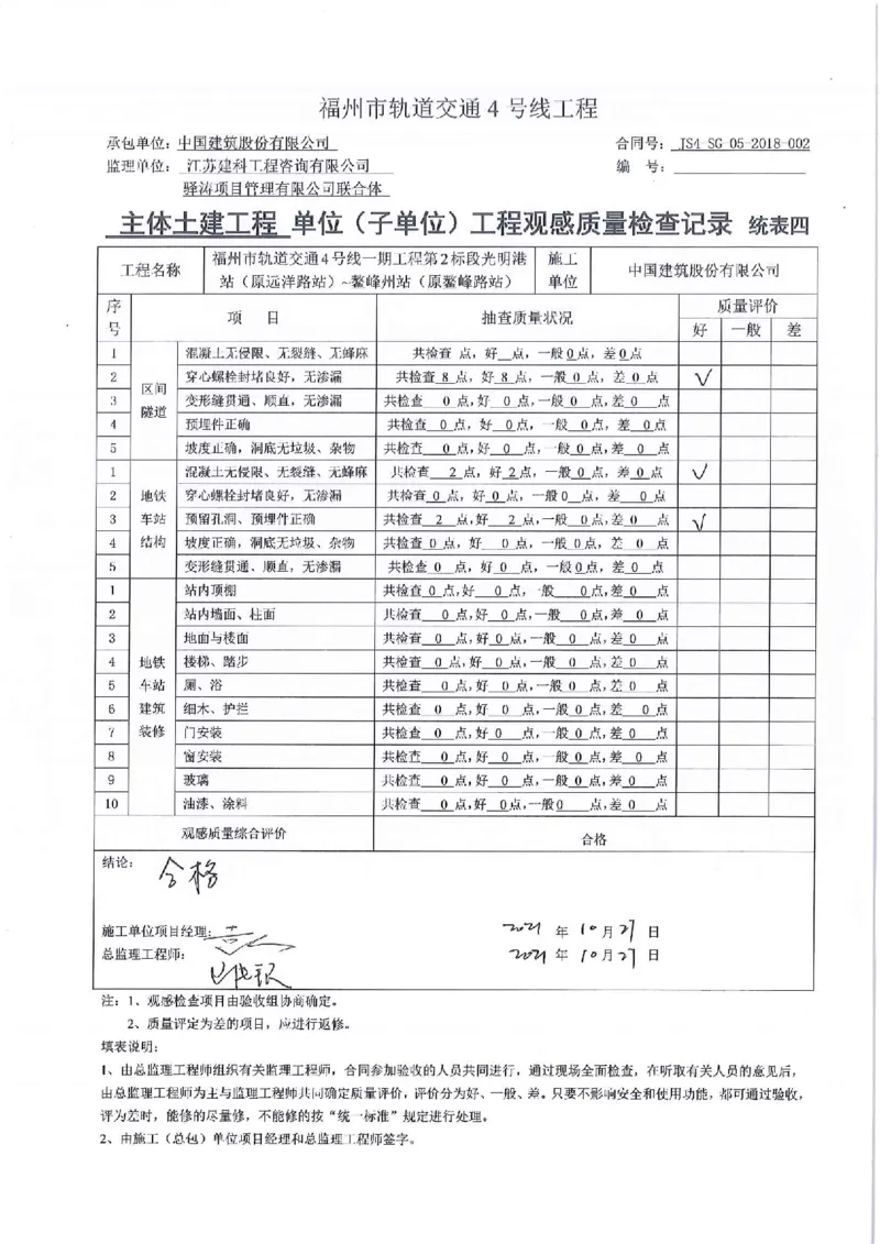 子单位工程质量竣工验收记录_2021-2023年优秀施组方案_施工方案_方案16-福州市城市轨道交通4号线一期工程第2标段土建8工区&mdash;光明港站~鳌峰洲站区间联络通道及泵房冻结法施工方案