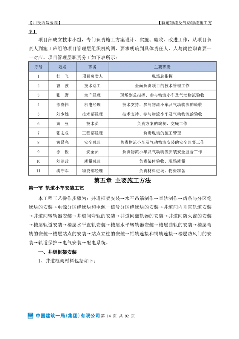 方案文本：川投西昌医院轨道物流、气动物流施工方案_2021-2023年优秀施组方案_施工方案_方案31-川投西昌医院轨道物流、气动物流方案_1-轨道物流、气动物流施工方案