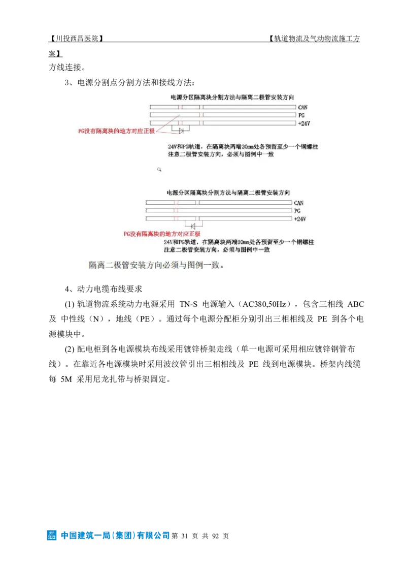 方案文本：川投西昌医院轨道物流、气动物流施工方案_2021-2023年优秀施组方案_施工方案_方案31-川投西昌医院轨道物流、气动物流方案_1-轨道物流、气动物流施工方案