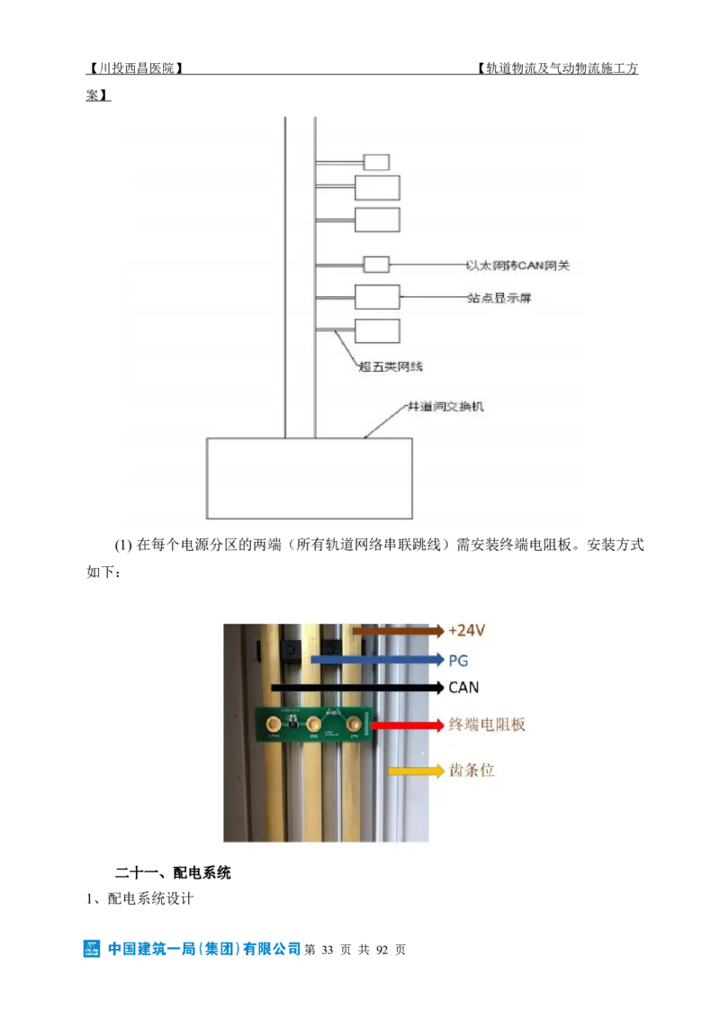 方案文本：川投西昌医院轨道物流、气动物流施工方案_2021-2023年优秀施组方案_施工方案_方案31-川投西昌医院轨道物流、气动物流方案_1-轨道物流、气动物流施工方案