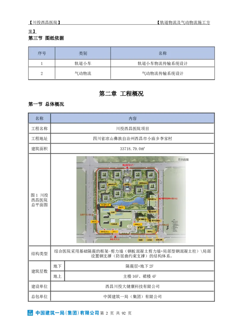 方案文本：川投西昌医院轨道物流、气动物流施工方案_2021-2023年优秀施组方案_施工方案_方案31-川投西昌医院轨道物流、气动物流方案_1-轨道物流、气动物流施工方案