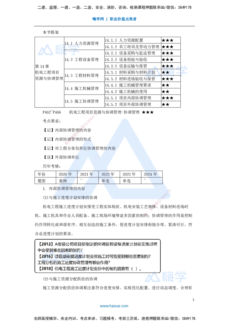 （69）机电工程项目资源与协调管理-协调管理_2026年一级建造师_2026年一建机电_2025年一建机电SVIP_02-基础精讲✿高端面授✿深度强化_28-机电《实景精讲通关》杨海军HX_讲义
