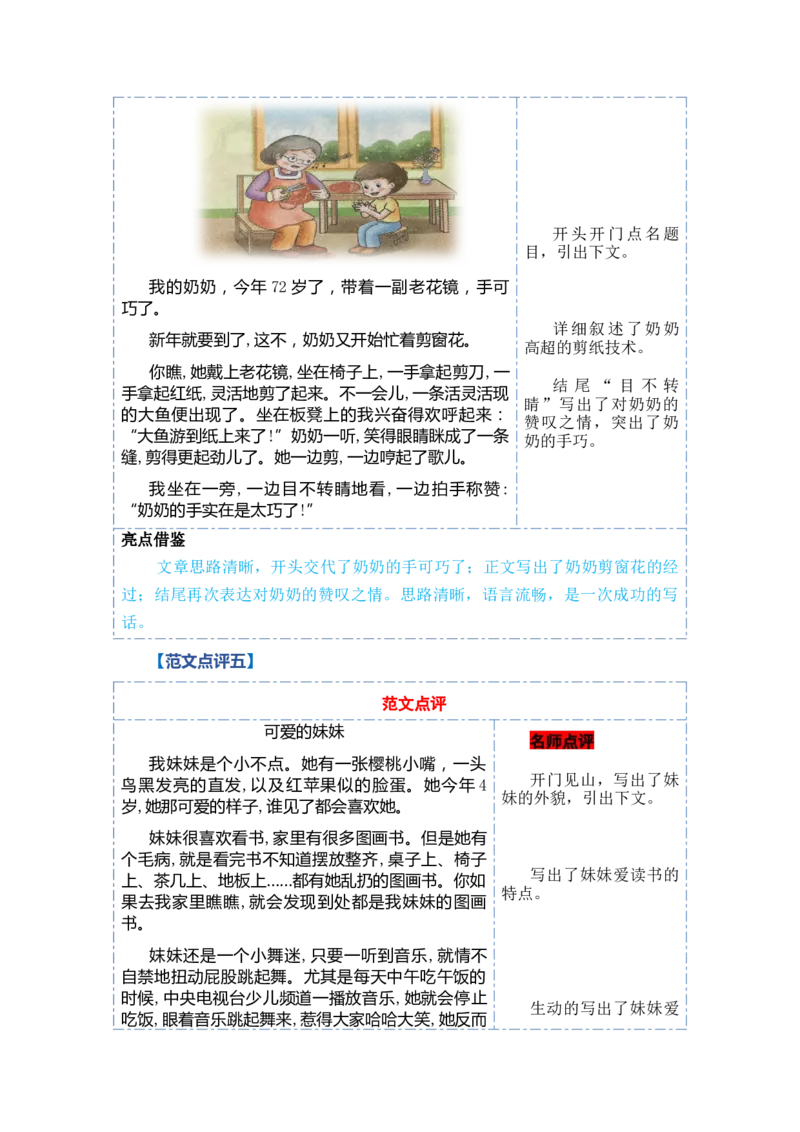 第四单元写话：家人（范文点评）-（统编版）_一年级语文下册（统编版）_单元写作能力提升_2024版