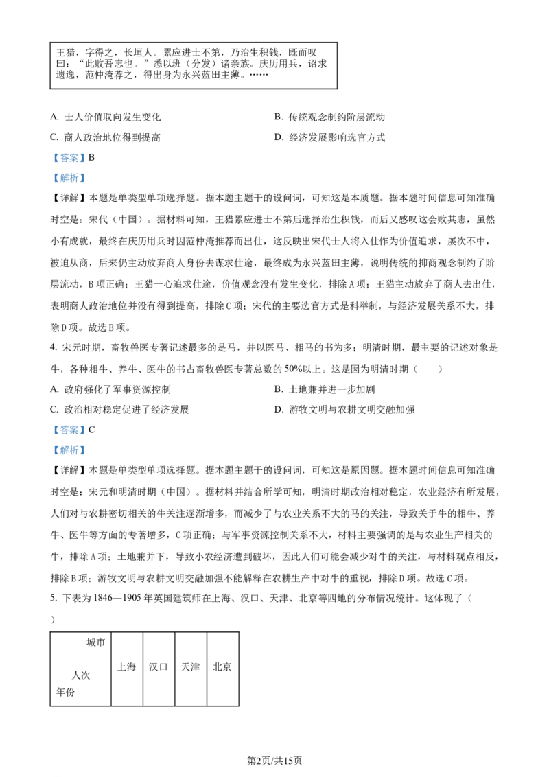 2024年高考历史试卷（山东）（解析卷）_历史历年高考真题_新&middot;Word版2008-2025&middot;高考历史真题_历史（按年份分类）2008-2025_2024&middot;历史高考真题(1)