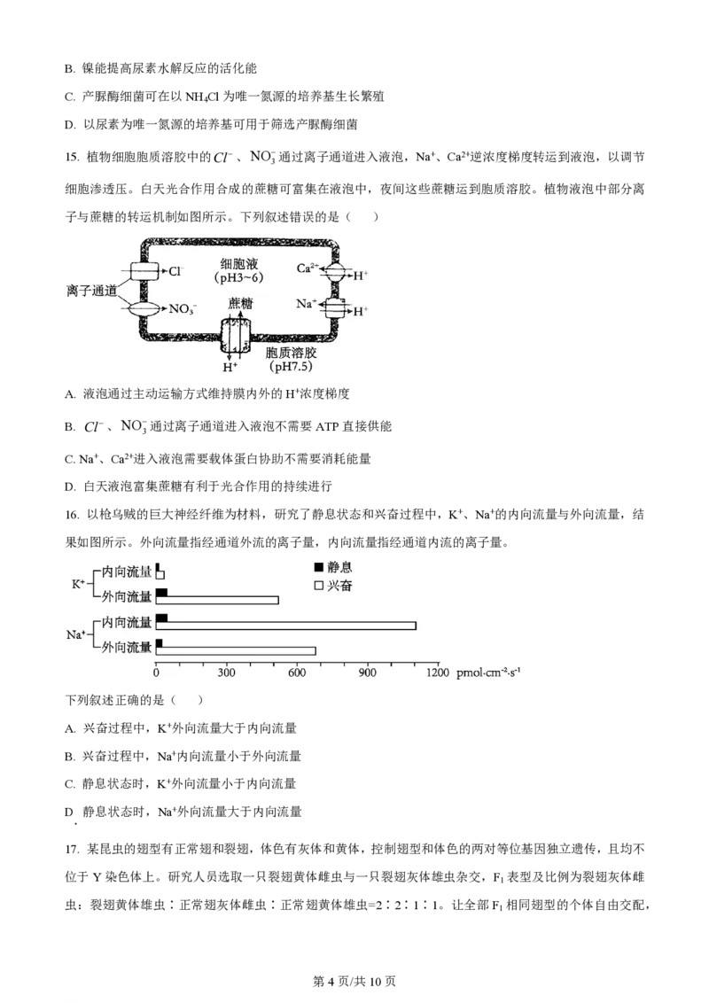 2024年高考生物试卷（浙江）（6月）（空白卷）_生物历年高考真题_新&middot;PDF版2008-2025&middot;高考生物真题_生物（按年份分类）2008-2025_2024&middot;高考生物真题