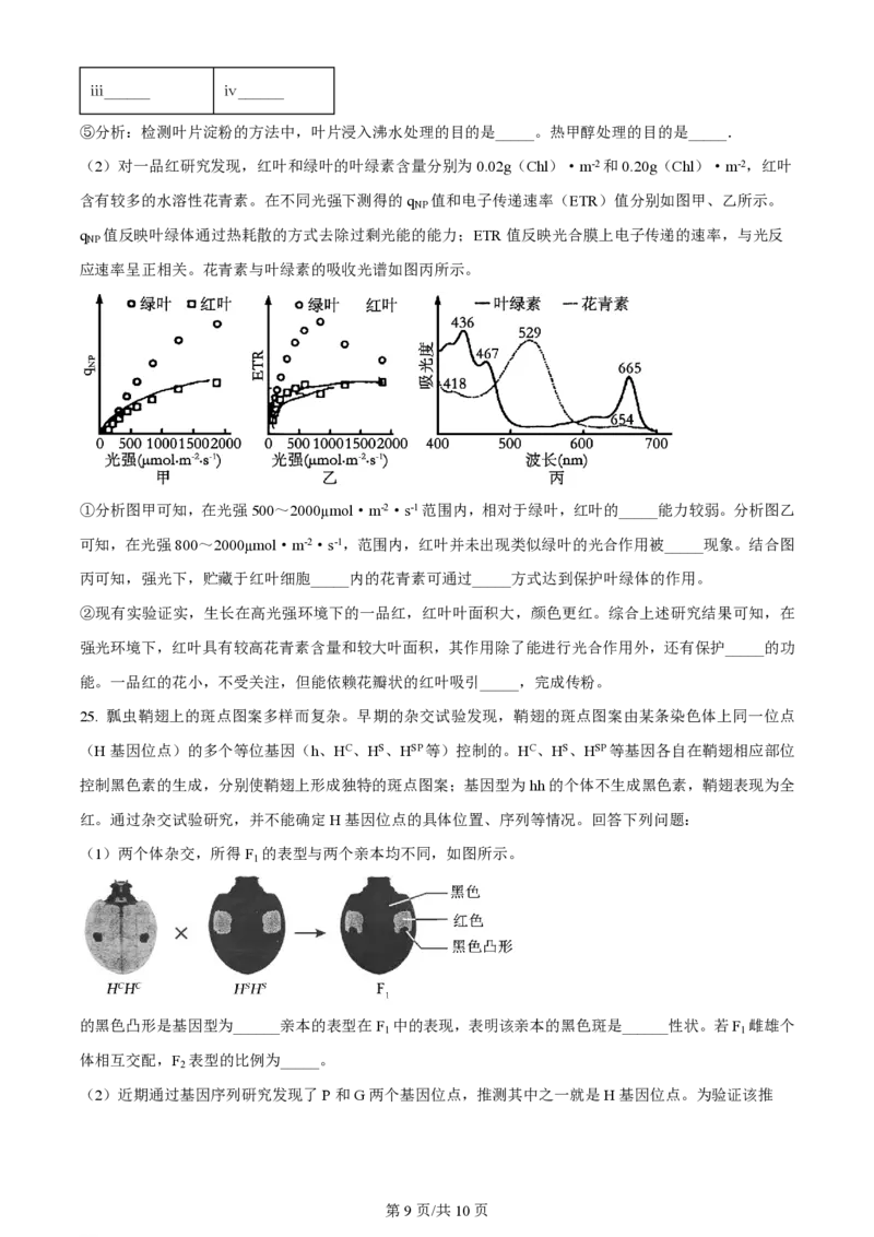 2024年高考生物试卷（浙江）（6月）（空白卷）_生物历年高考真题_新&middot;PDF版2008-2025&middot;高考生物真题_生物（按年份分类）2008-2025_2024&middot;高考生物真题