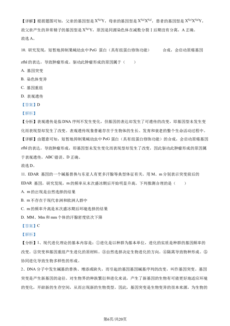 2024年高考生物试卷（广东）（解析卷）_生物历年高考真题_新&middot;Word版2008-2025&middot;高考生物真题_生物（按年份分类）2008-2025_2024&middot;高考生物真题