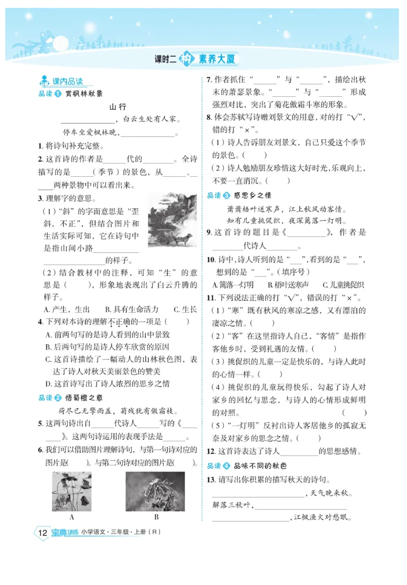 《宝典训练》语文3年级上册（RJ）_三年级上下册资料_小学三年级学习资料-25年更新版_3-01、小学三年级语文上册_3-1-2、练习题、作业、试题、试卷_电子册类