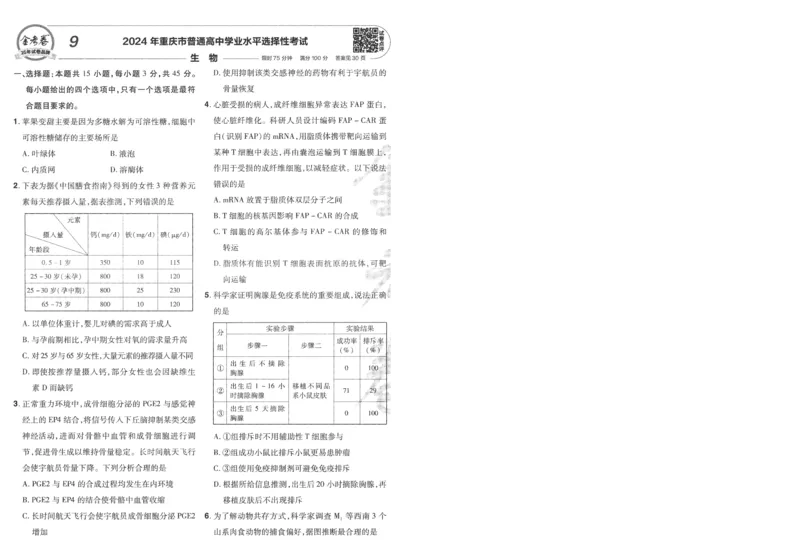 2025《金考卷&middot;特快专递&middot;第3期&middot;生物》A4_2025高中教辅（后续还会更新新习题试卷）_2025版《金考卷特快专递》_2025版金考卷特快专递第三期生物