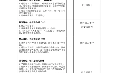 第六单元（教学计划）-一年级语文上册（统编版.2024秋）_一年级语文上册（统编版）_大单元教学课件+教学设计+作业设计+教学计划