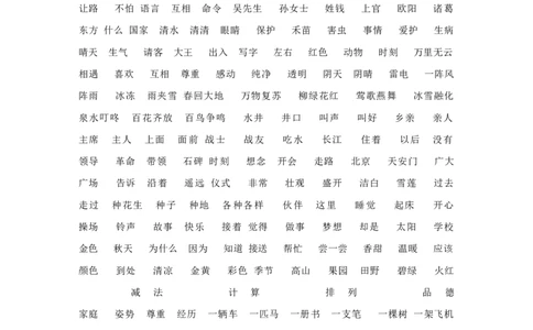 新部编一年级语文下册词语复习_一年级语文下册（统编版）_老课标资料_一下语文含教学视频_第一套_009-试题试卷word版可下载打印_总复习资料
